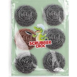 Stainless Steel Scrubber Set – 5‎ Premium Steel Scrubbers & 1 Red Copper